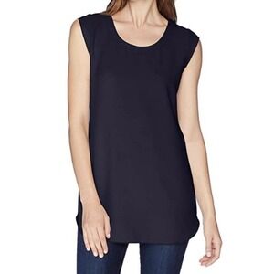 Daily Ritual Navy Cap Sleeve Blouse Sz 10 Short Sleeved Business Casual NEW